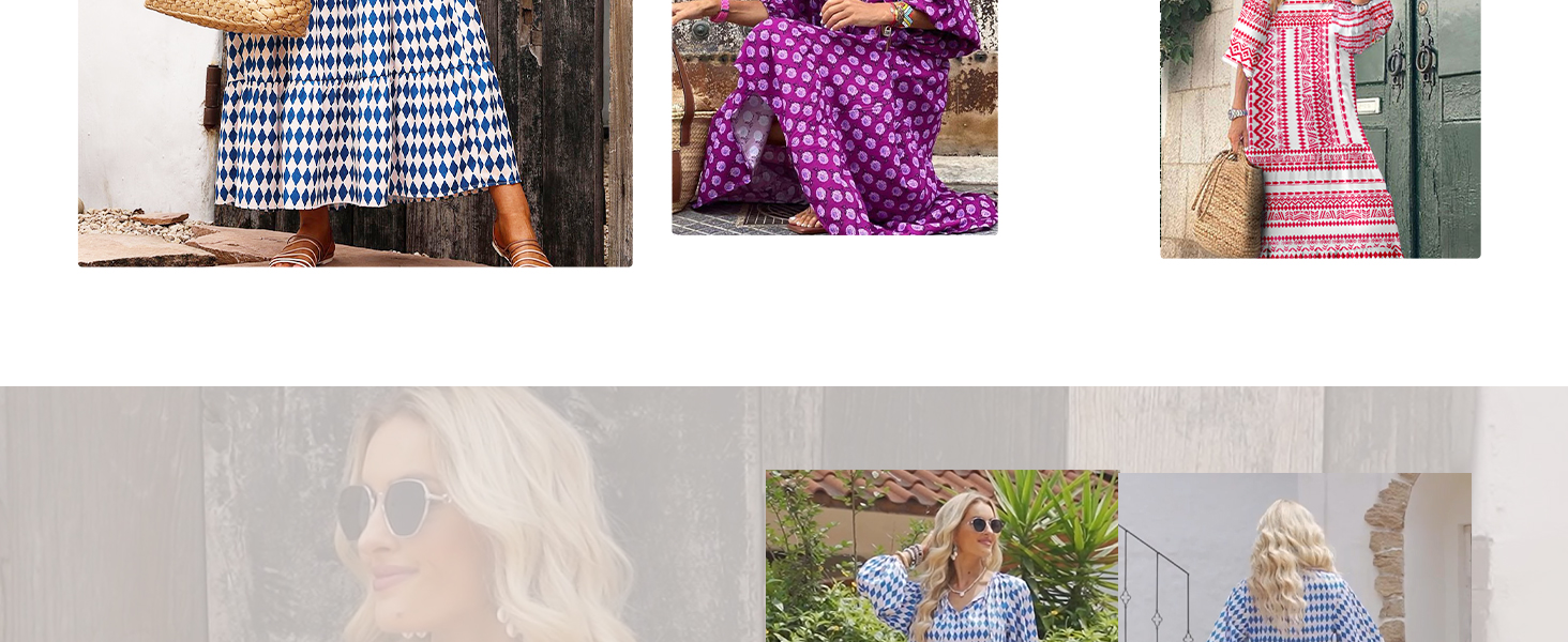 Women 2024 V Neck Boho Maxi Dresses