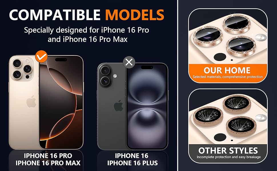 Diruite Camera Protector for iPhone 16 Pro/16 Pro Max Camera Lens protector,Glitter Decoration HD Tempering Glass+Aluminum Rim for iPhone 16 Pro/16 Pro Max Lens Cover 12 Camera Protector for iPhone 16 Pro/16 Pro Max Camera Lens protector