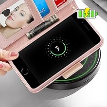 iPhone 14Plusケース 手帳型 透かし彫り模様 ブラック　鏡付き Amazon.co.jp: iPhone SE ケース 第3世代 WWW 透かし彫り模様