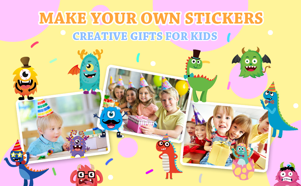 48 Sheets Make Your Own Dinosaur Monster Stickers for Kids