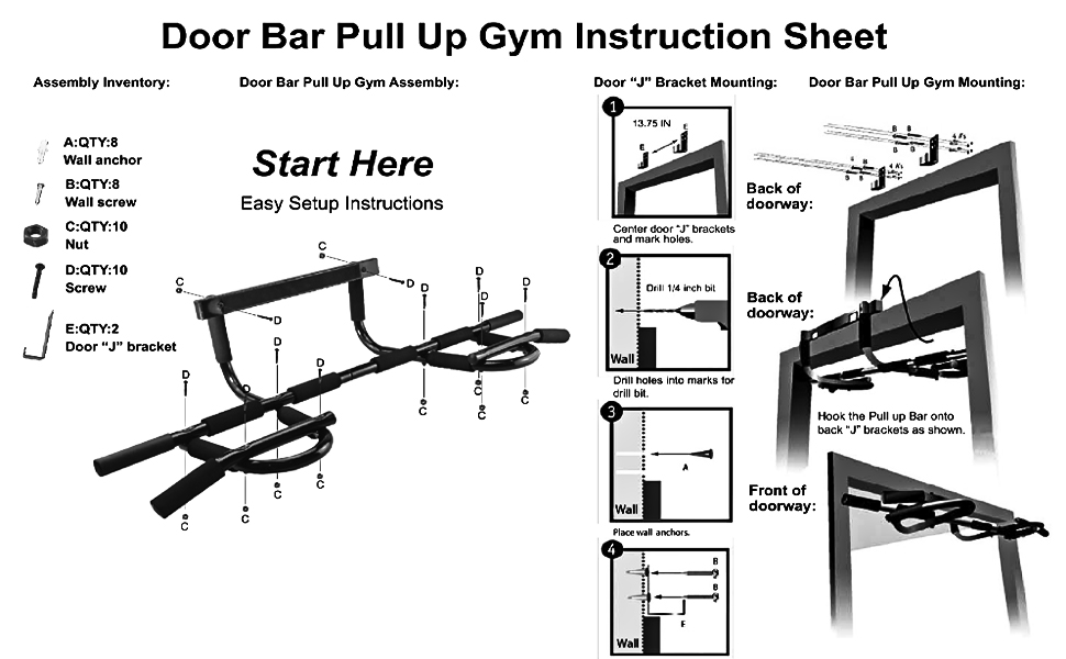 YDY+YQY Pull Up Bar for Doorway,Thickened Steel Max Limit