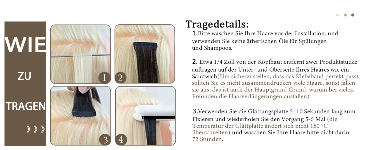 AGMITY Tape in Extensions Echthaar, 40cm 20pcs 40Gram 16 Zoll Tief