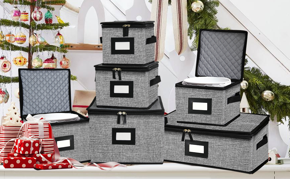 ouruer 5 PACK China Storage Containers-Quilted Mug Storage and Moving Boxes for Dishes