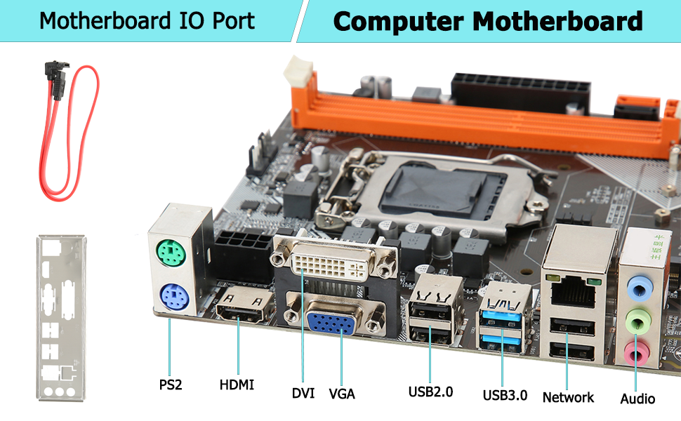 Dpofirs Gaming Motherboard For Intel B75, LGA 1155 Socket, DDR3 1600
