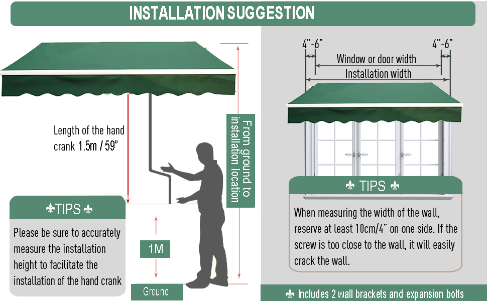 iropro DIY Patio Retractable Manual Awning, Gazebo Outdoor Canopy