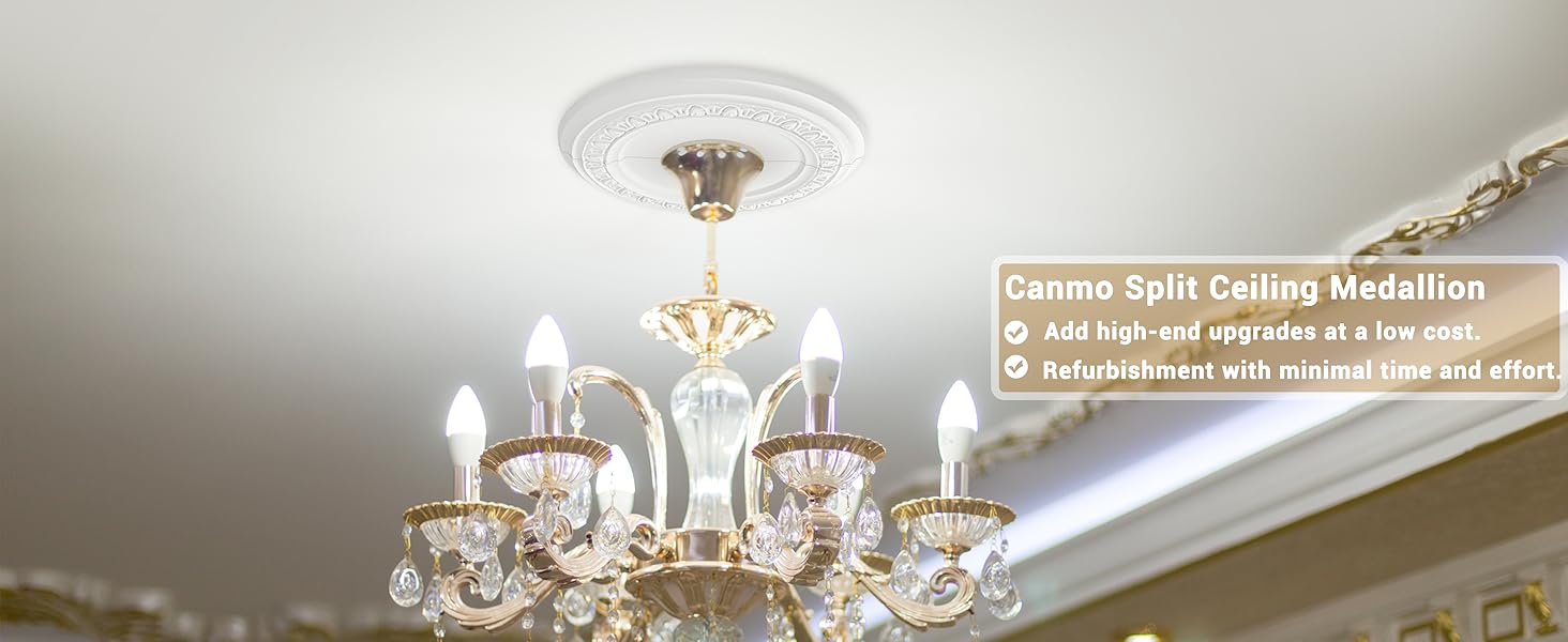 Canomo Split Ceiling Medallion Ceiling Light Medallion Polyurethane Decorative Recessed Ceiling
