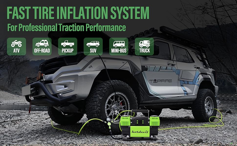 FAST TIRE INFLATION SYSTEM For Professional Traction Performance