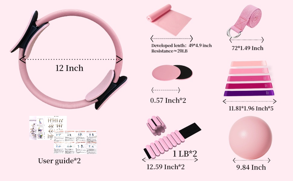 Magic Circle Ring and Ball,Core Sliders,Adjustable Ankle Wrist Weight,Exercise Resistant Bands