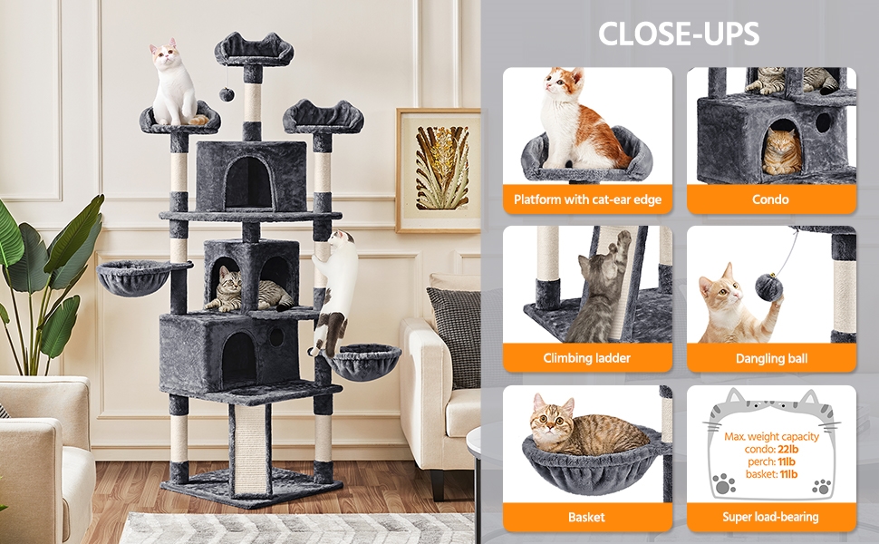 Topeakmart Cat Trees and Cat Towers for Large Inoor Cats