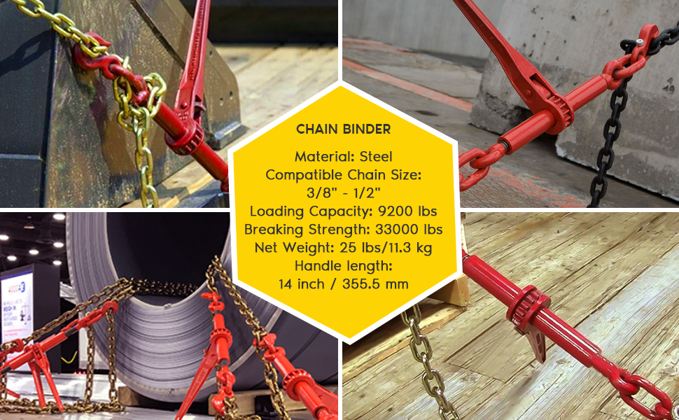 GPOAS Ratchet Chain Binder 3/81/2 Inch, 2 Pack Load