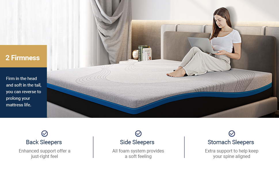 Avenco Queen Mattress, Grey Queen Memory Foam Mattress, 10