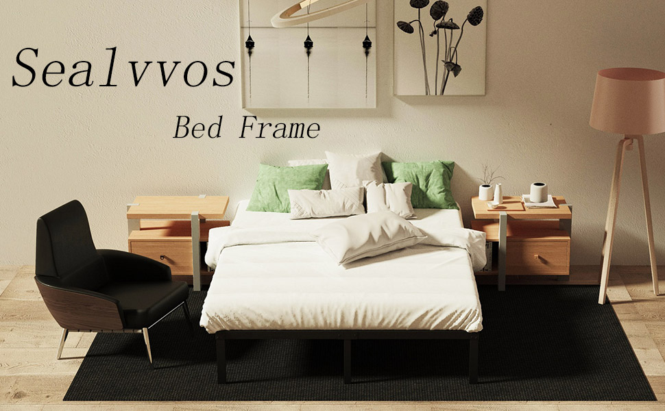 Richwanone 14 inch Twin Bed Frame with Headboard and