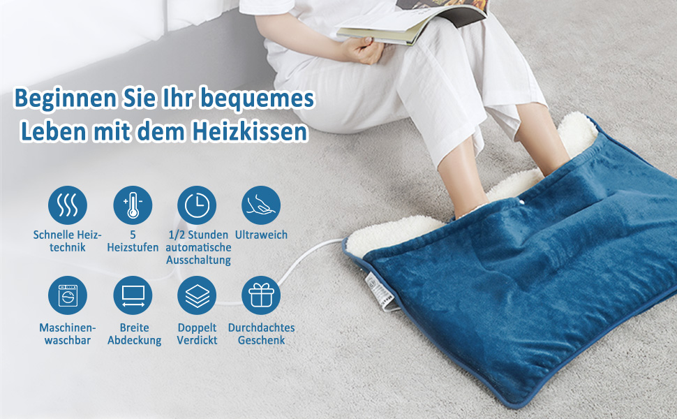 Electric Foot Heated Pad, Foot Warmer with 50x 80cm Fast Heating for