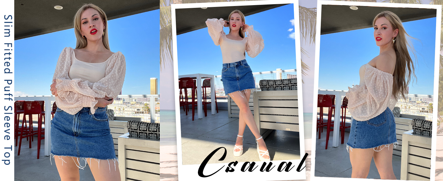 casual puff sleeve tops