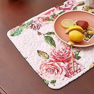red pink romantic roses floral garden botanical valentines day date night dining table placemats
