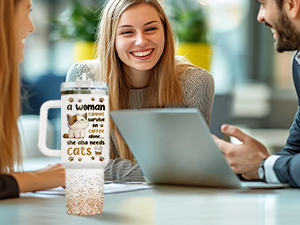 cat coffee tumbler with handle