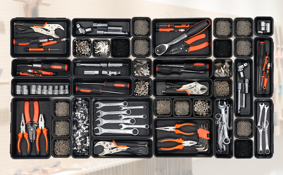 20 Pack Tool Box Organizer Tray, 5sizes Large 12'' Tool Box Organizers
