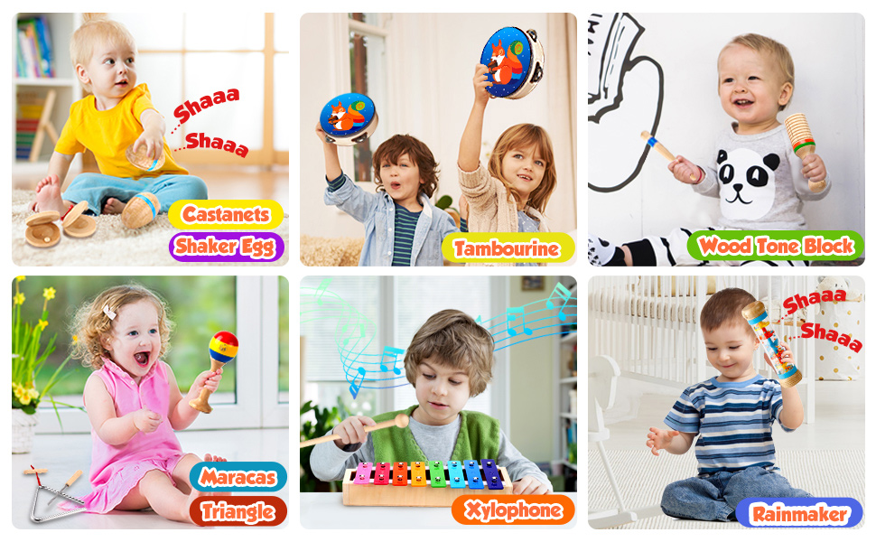 Sweet time Kids Musical Instruments for Toddlers 3, Music Wooden