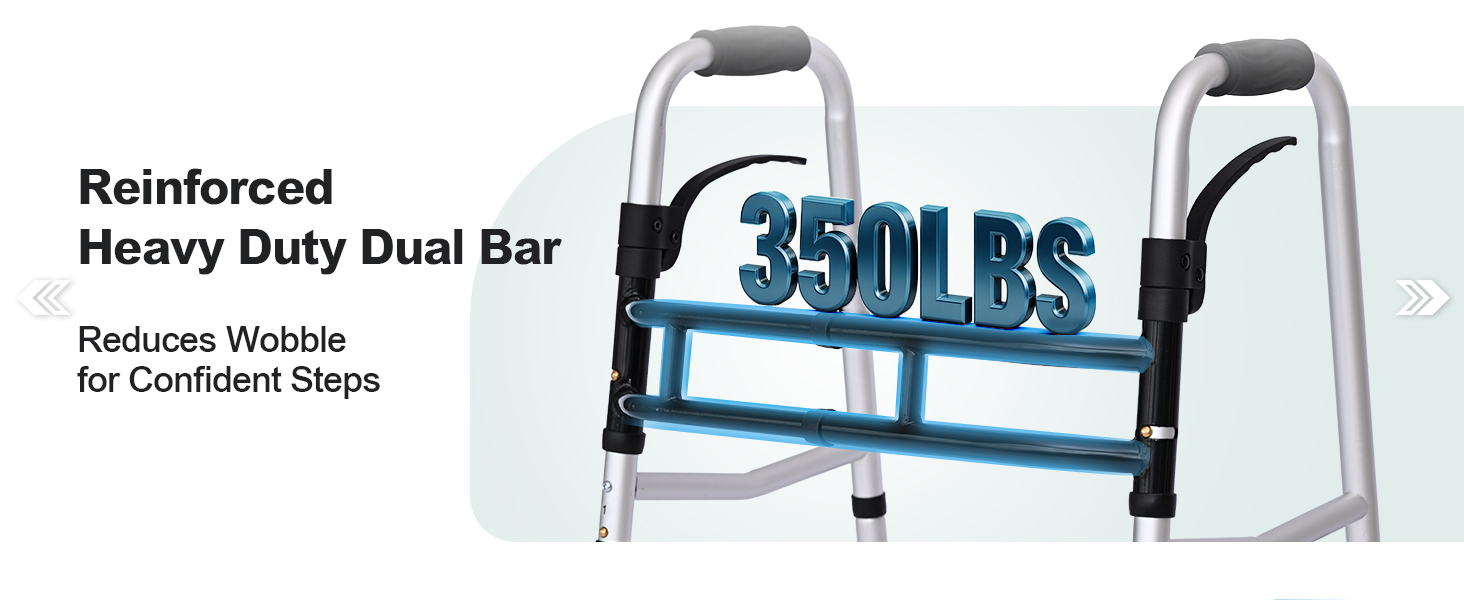 HOMENURSE Z3 Folding Walkers for Seniors w/Skis, Width & Height Adjustable