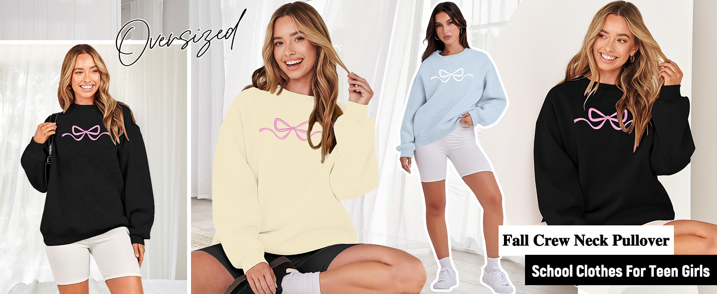 Preppy Sweatshirt For Women Fall Crew Neck Pullover