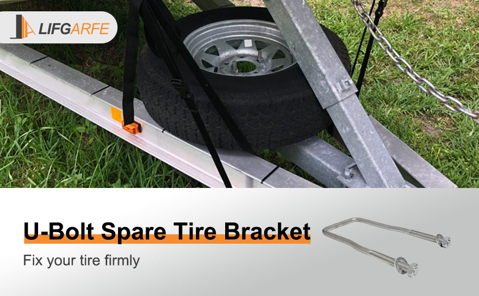 lifgarfe Trailer Spare Tire Mount Bracket UBolt Tire
