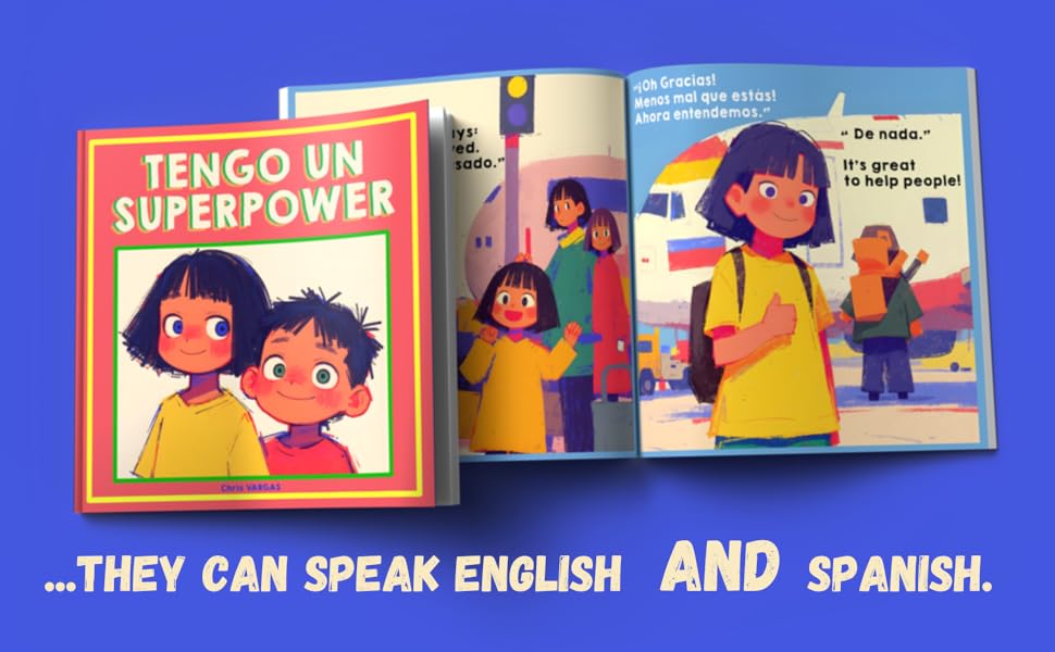 CHILDREN ILLUSTRATED BOOK SPANISH,  LIBROS ESPAÑOL NIÑOS, BILINGUAL SUPERPOWER, AGES 2-5, 