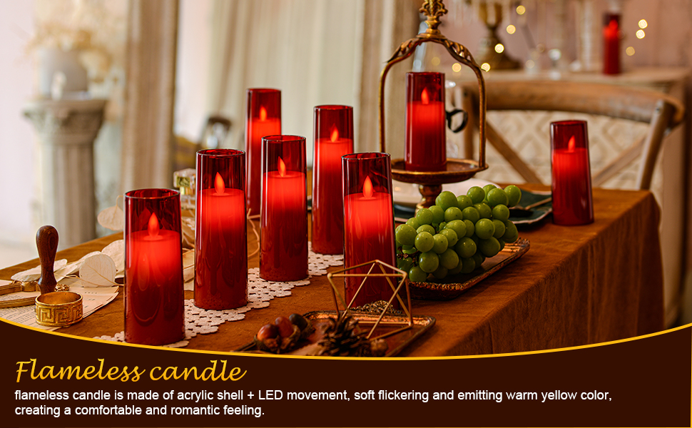 Acrylic led red candle