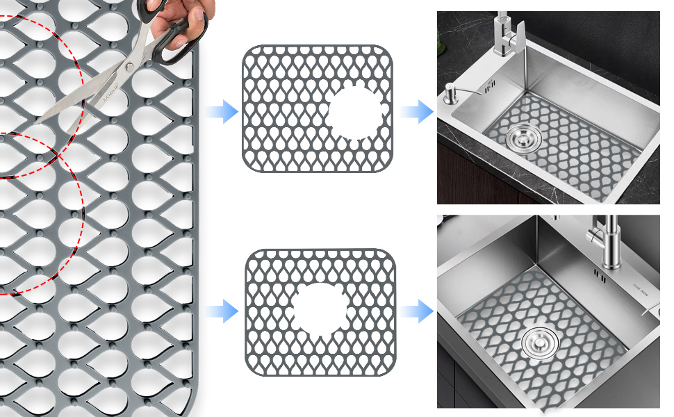 Silicone Sink Mat, Cuttable Kitchen Sink Mat with Sink Grid,Heat