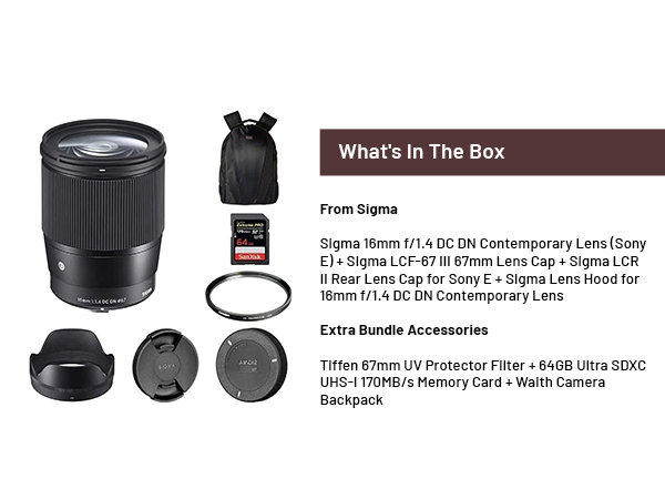 sigma 16mm F1.4 DC DN 67mm Sony eマウント Sigma 16mm F1.4 DC DN Lens, Sony E Mount, Wide-Angle, f/1.4
