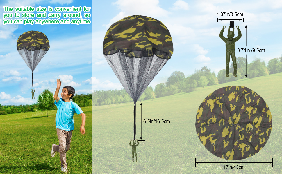 Catcan 15 Pcs Parachute Toy, Camo Parachute Men Toy Tangle Free Throwing Hand Throw