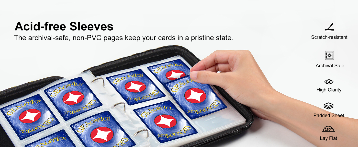 Trading Card Binder 4 Pockets, GEAoffice EVA Card Binder