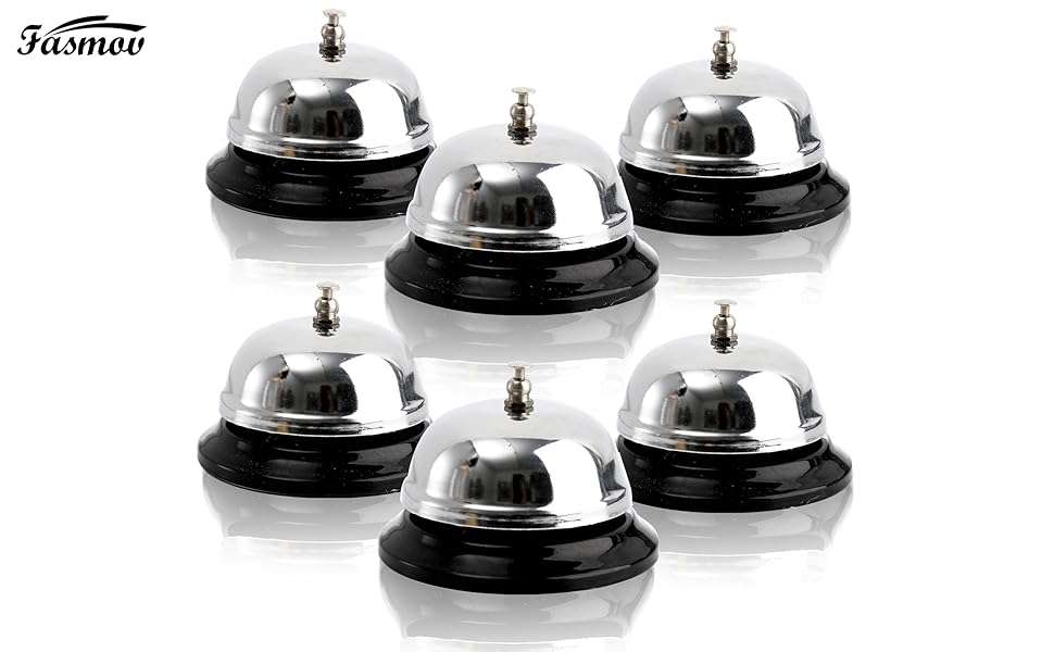 Fasmov 6 Pack 3.4 Inch Diameter Call Bells, Chrome Finish