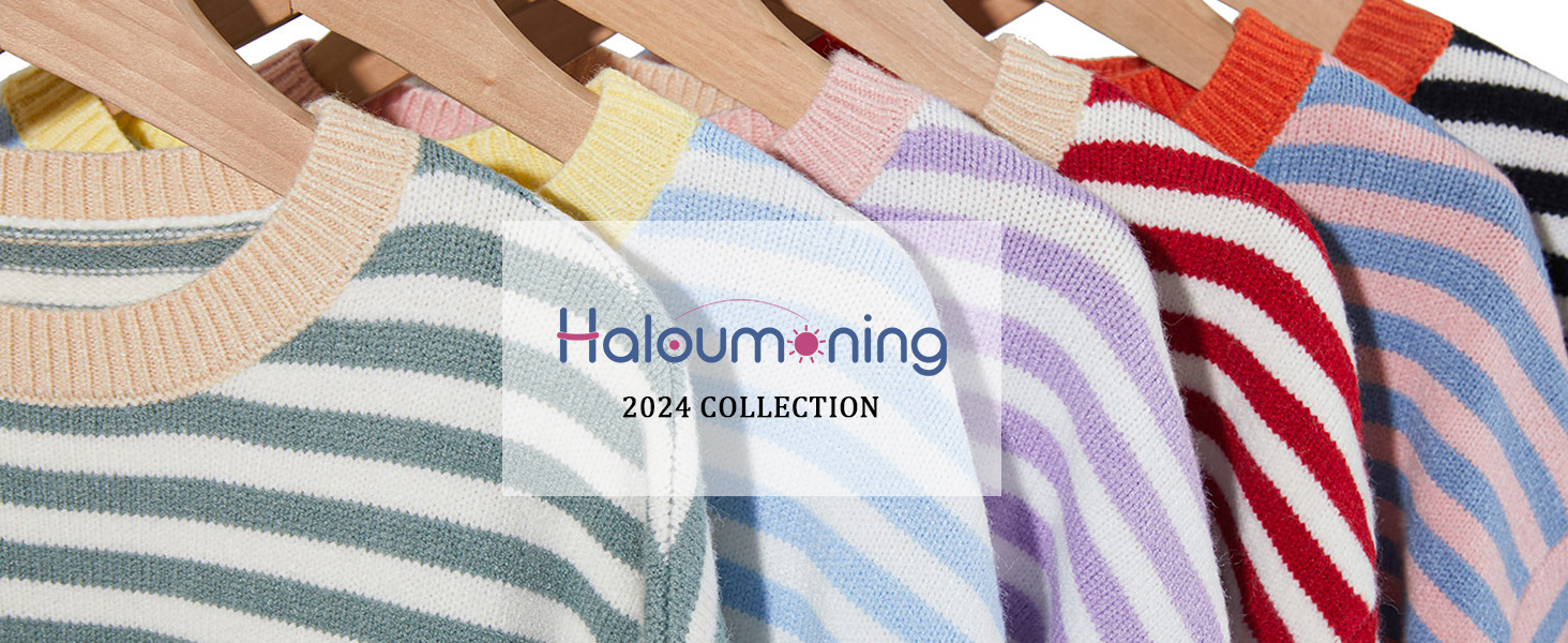 Girls Sweater Casual Long Sleeve Crewneck Striped Color Block Knit Pullover Tops