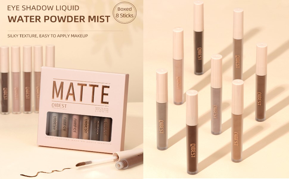 Liquid Eyeshadow Set 8 Colors Smooth Matte Eyeshadow Neutral Nude Shimmer Eye Makeup