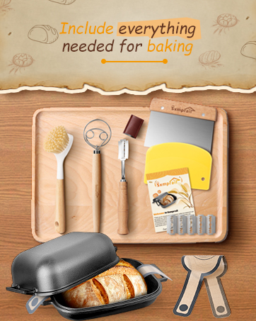 Cloche Loaf Dutch Oven, Pre-Seasoned Pan Oval Cast Iron Lid Cloche Homemade Sourdough Artisan Bread