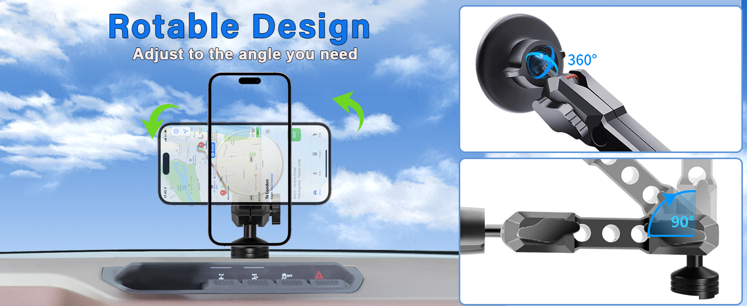 Ford Bronco magnetic phone mount holder with double ball head design,  360° adjustable direction.