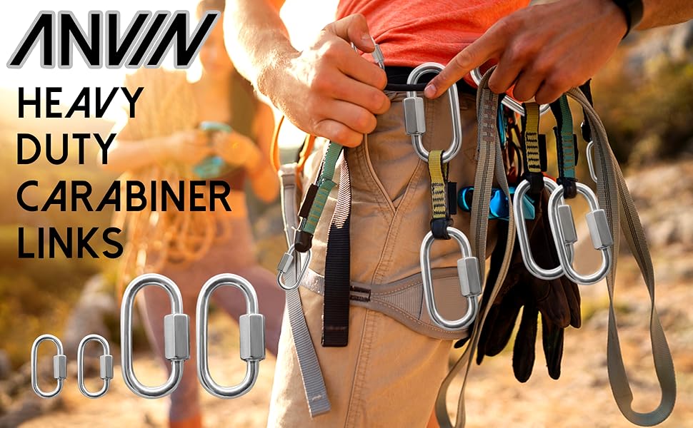 Anvin 12 Pack Quick Link M4 5/32 Inch Heavy Duty Carabiner D Shape