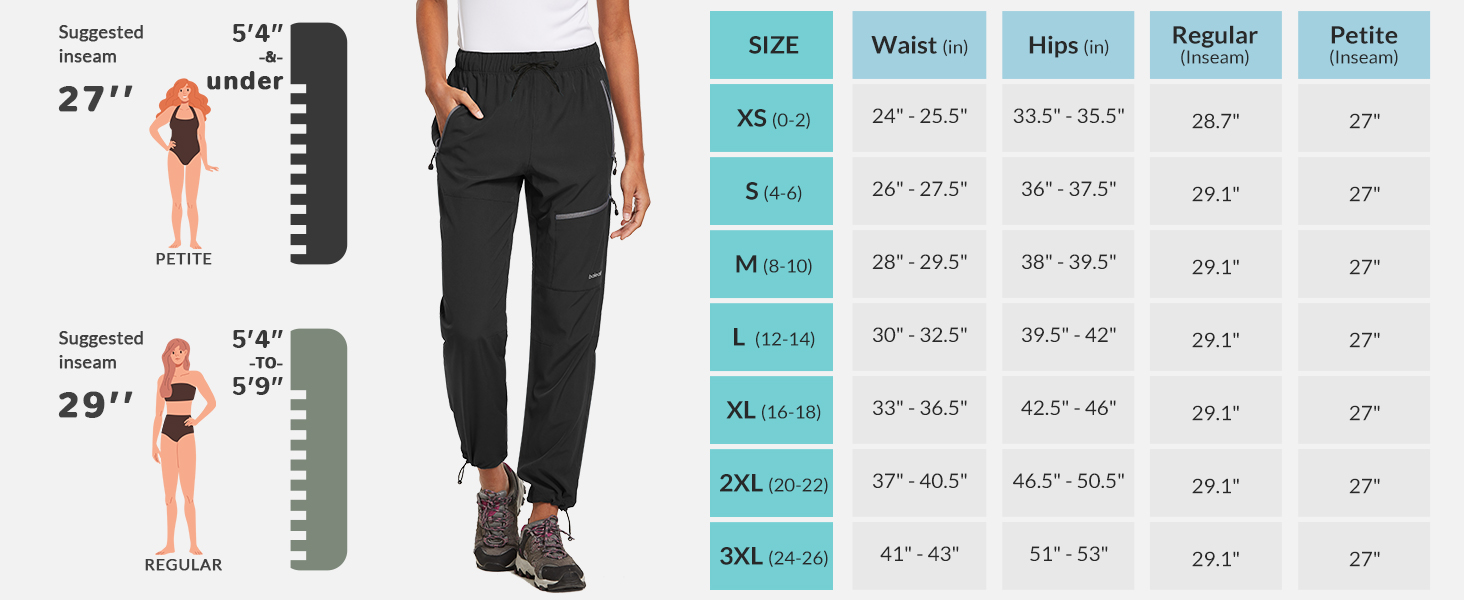 BALEAF Waterproof Trousers Womens Quick Dry Walking Hiking Cargo Pants with Zipper Pockets Lightweight UPF 50+ UV Protection 21 hiking trousers
