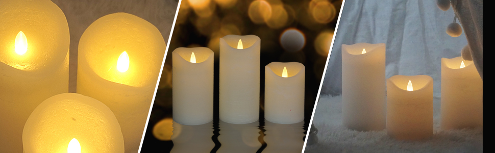 ivory color flameless pillar candles with remote and timer