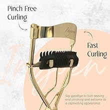 pinch free, eyelash curler, curler, lashes, curl, stainless steel, brush, with brush, fast, smooth