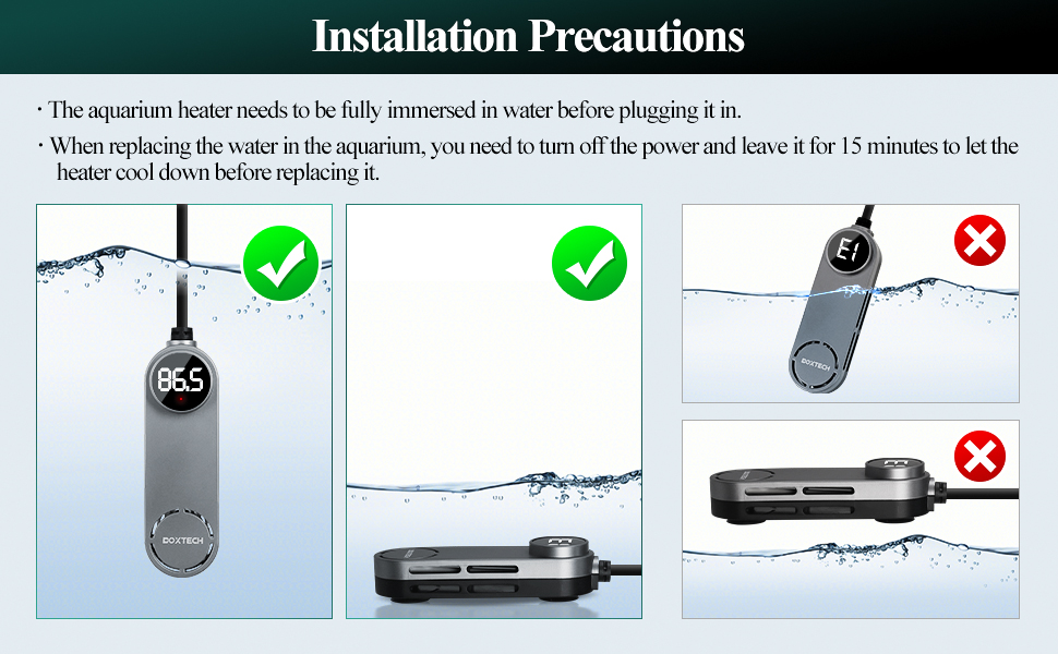 boxtech Betta Fish Tank Heater Small Aquarium Heater 75w for Turtle Tank with Led