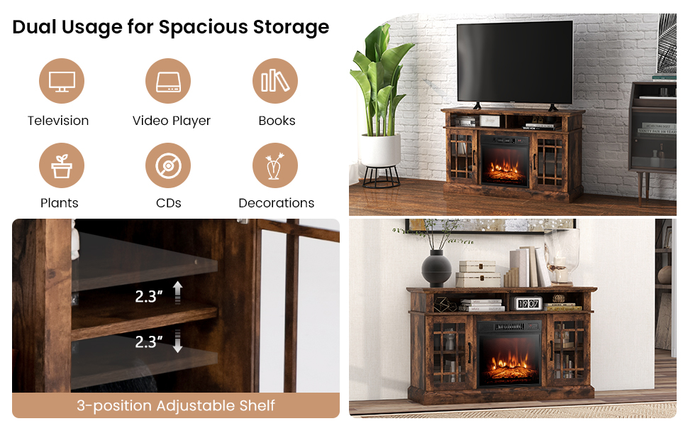 DORTALA Electric Fireplace TV Stand for TVs Up to 55 Inches, Fireplace - Black Friday Electric Fireplace Tv Stand