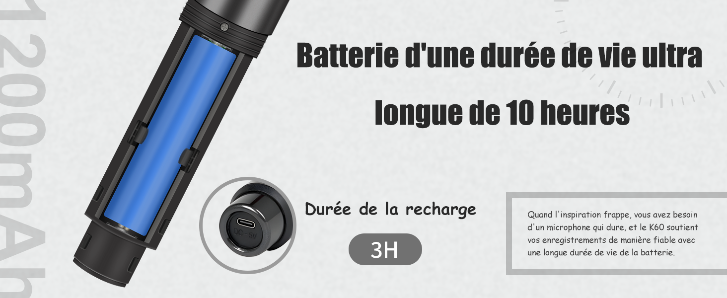 Appareil cylindrique à lumière bleue, offrant une autonomie de batterie ultra-longue de 10 heures et un temps de recharge de 3