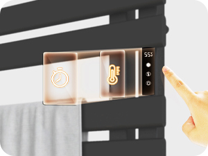 Porte Serviette Electrique, 500x1100mm Chauffe Serviette Thermostatique Intelligent, Mural Radiateur Salle De Bain, Serviettes Chauffant Seche, économie D'énergie, Affichage LED, Noir, Droite 16 Porte-serviettes électrique