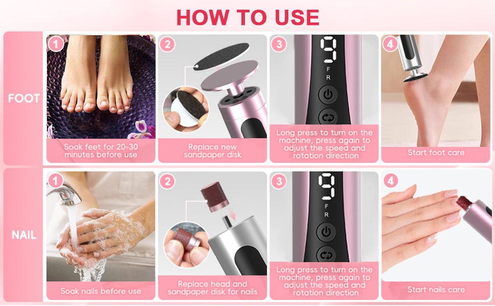 2 in 1 Electric Foot Callus Remover, Aluminum Alloy