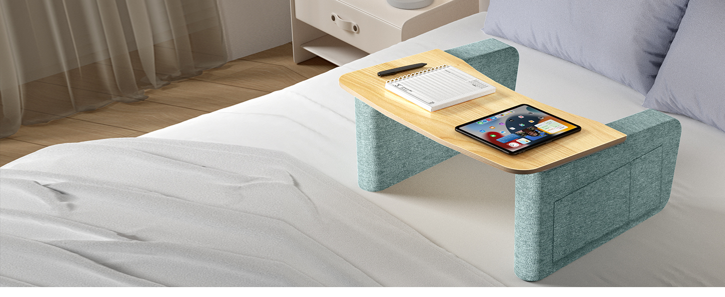 Dorm bed table for snacks or studying