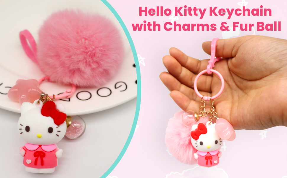Keychain with charms and furball