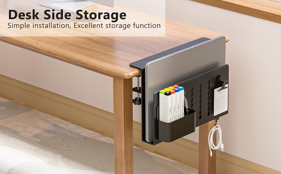 ergoiuon Desk Side Storage,No Drill Vertical Laptop Holder