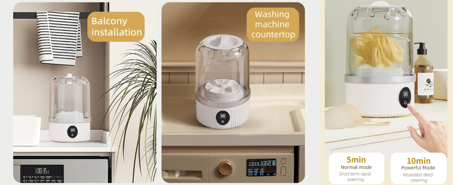 Portable Mini Washing Machine for Underwear, Socks, Baby Clothes – Rechargeable Cordless Compact Washer for Small Loads, Travel & Dorm Use – USB Charging Laundry Machine for Home, Apartment, RV 24 1