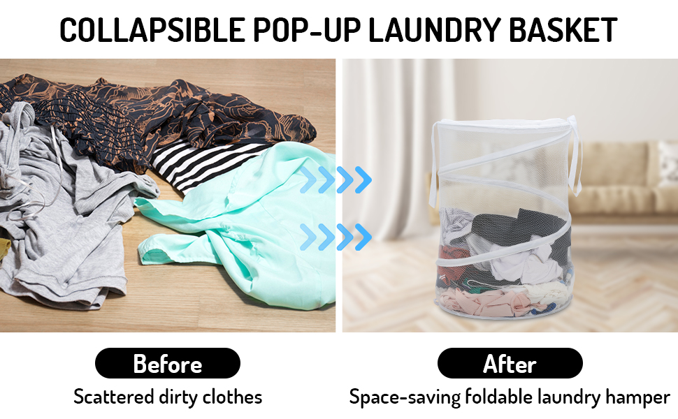 Mesh Popup Laundry Hamper 115L Foldable Laundry Basket